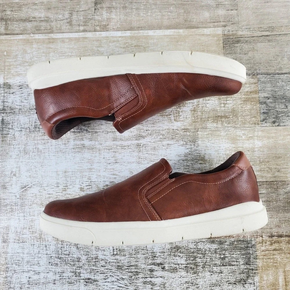 Dr. Scholls Madison CFX Mens Shoe Sz 11 W Brown Pebbled Leather‎ Slip on Sneaker